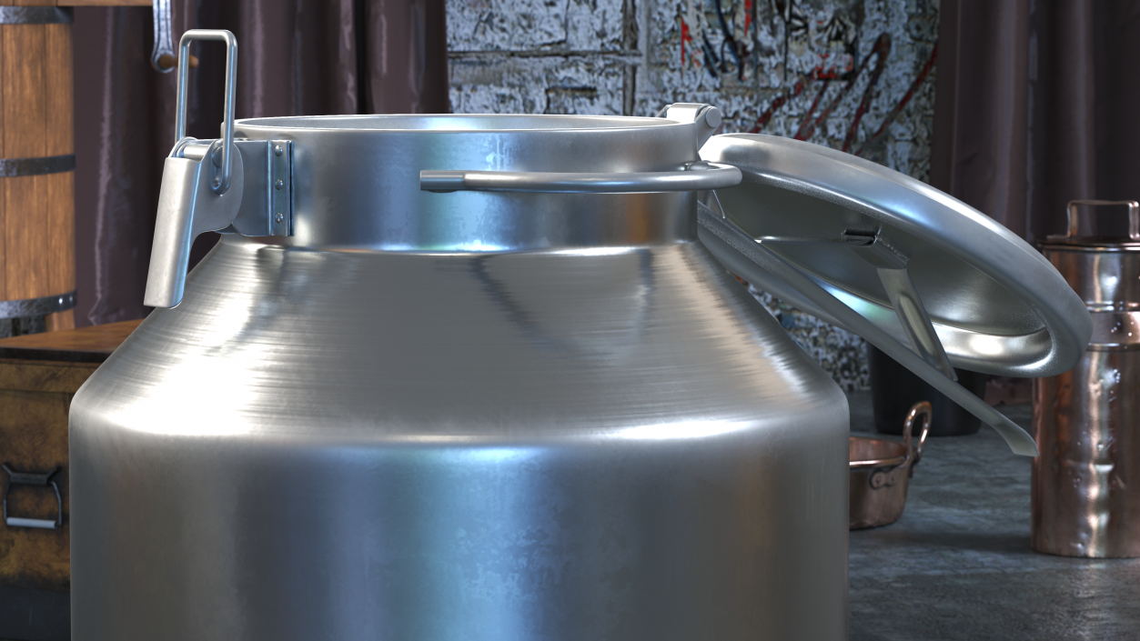 3D Aluminum Milk Bucket Can Full New model