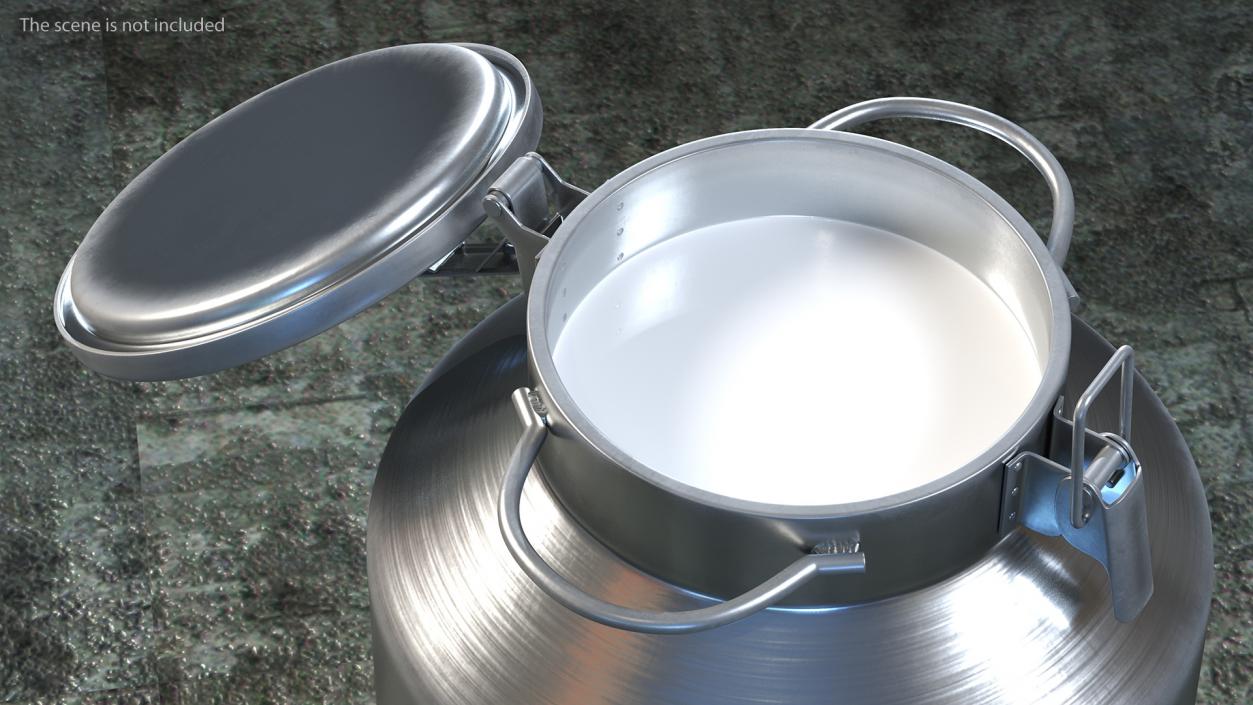 3D Aluminum Milk Bucket Can Full New model