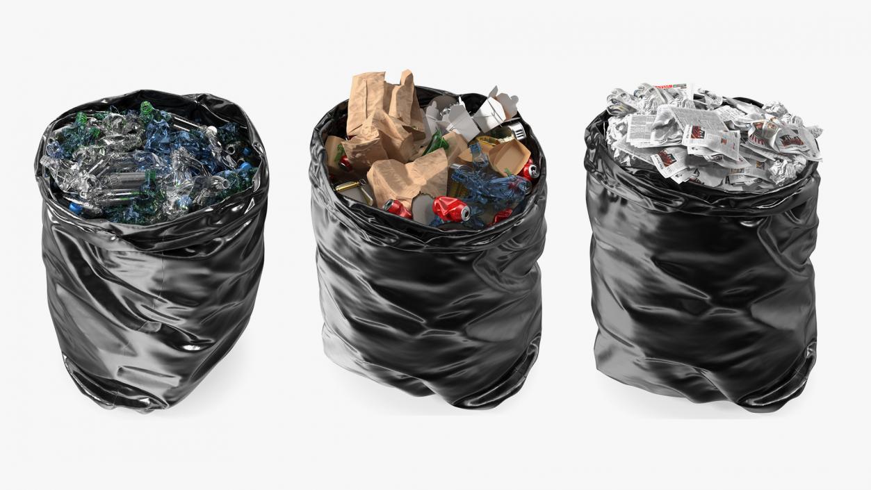 3D Full Trash Bags Collection