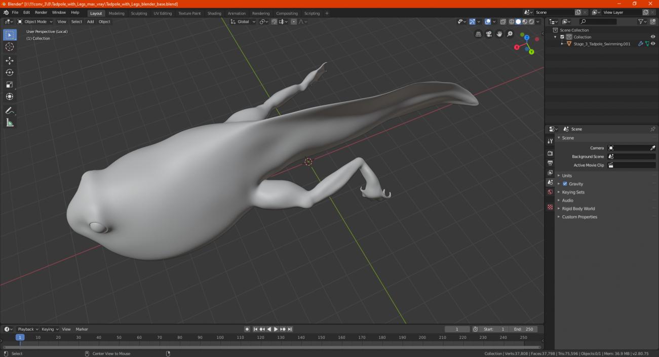 Tadpole with Legs 3D