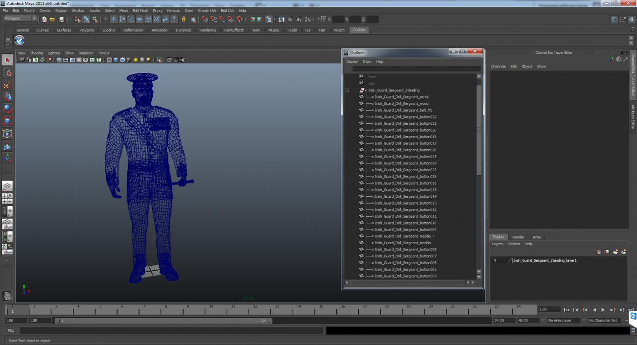 Irish Guard Sergeant Standing 3D model