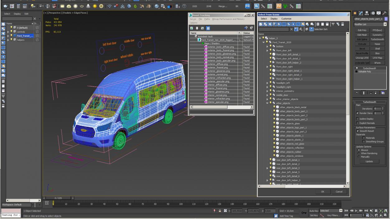 3D Ford Transit Van 2020 Rigged model