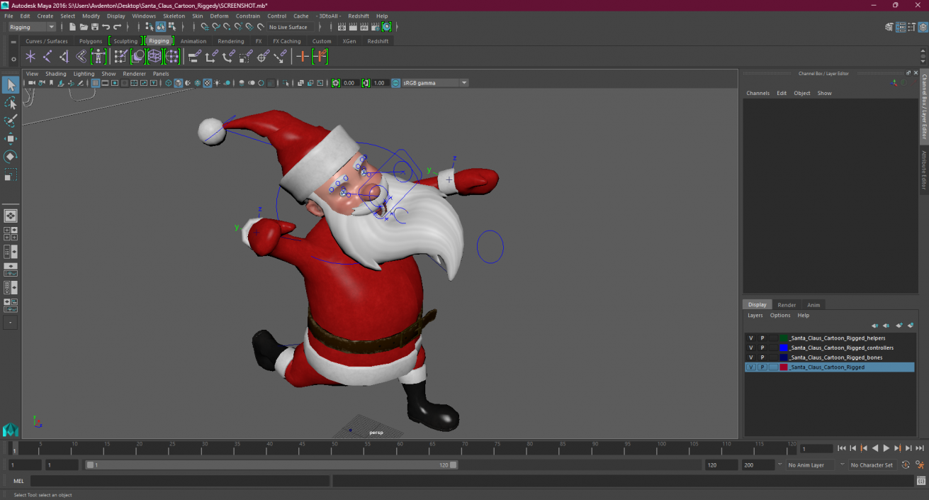 3D model Santa Claus Cartoon Rigged for Maya