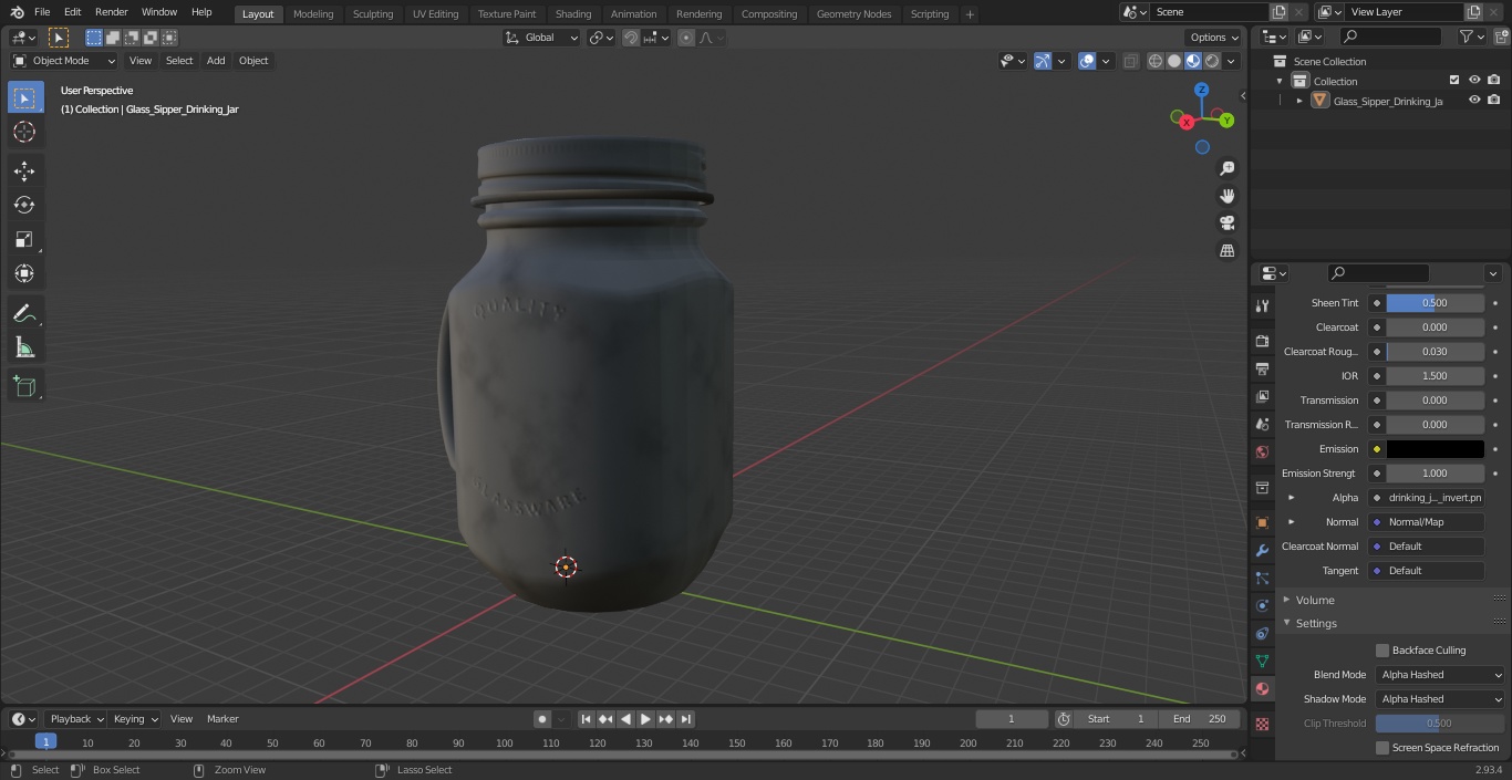 3D model Glass Sipper Drinking Jar