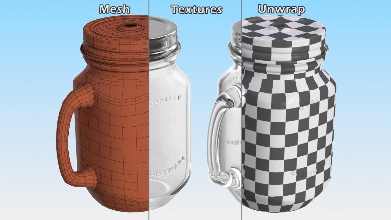 3D model Glass Sipper Drinking Jar