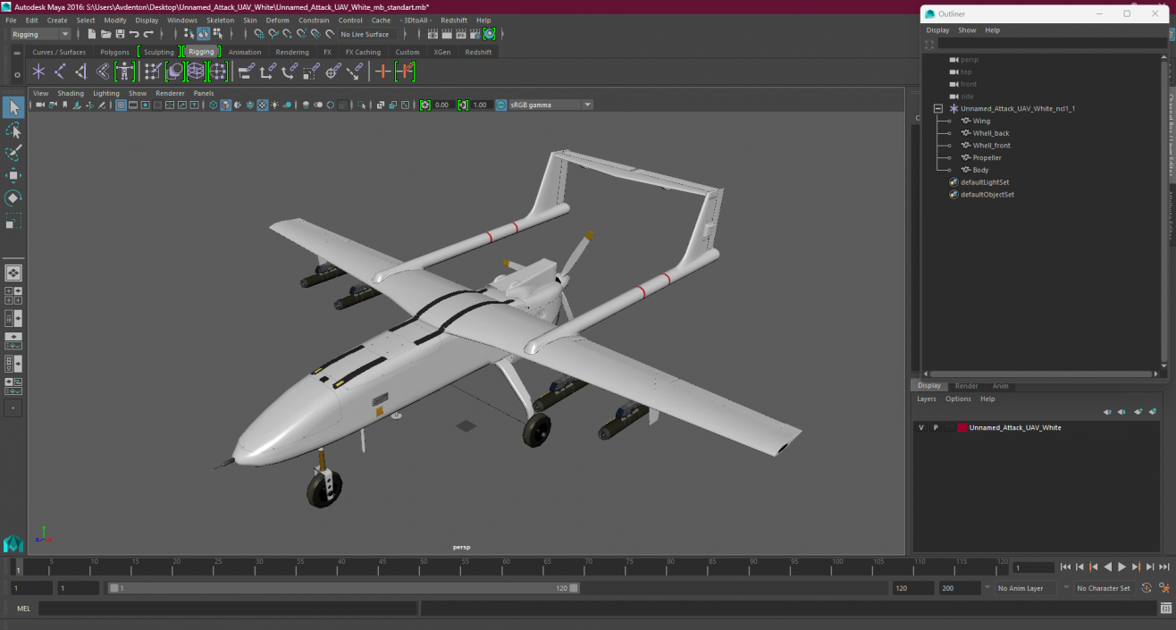 Unnamed Attack UAV White 3D model