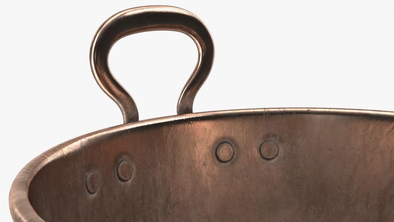 Antique Copper Preserving Pan 19th Century 3D