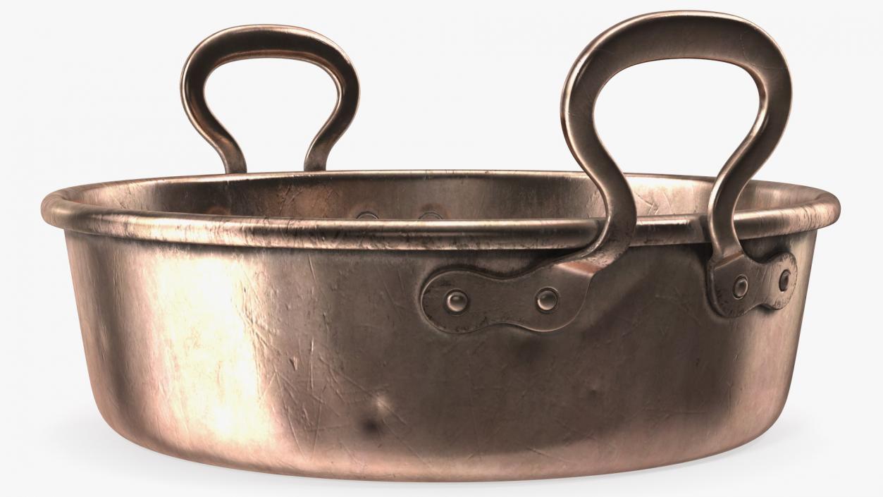 Antique Copper Preserving Pan 19th Century 3D