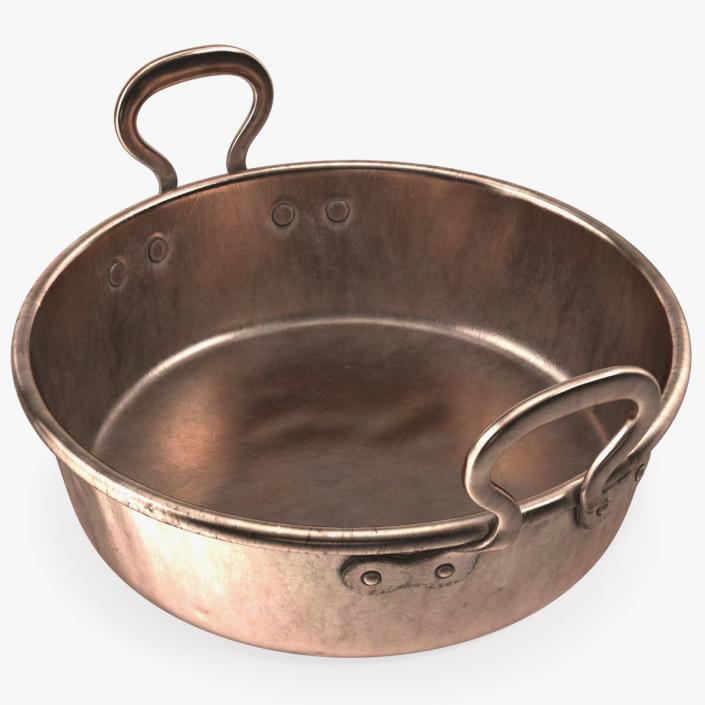 Antique Copper Preserving Pan 19th Century 3D