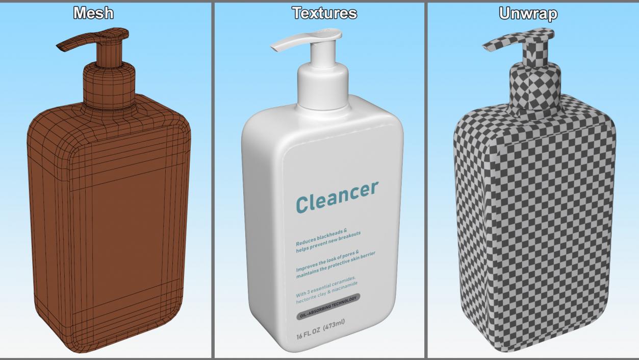 Cleanser Dispenser Bottle 473 ml 3D