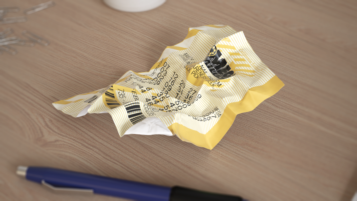 Crumpled Mega Millions Lottery Ticket 3D