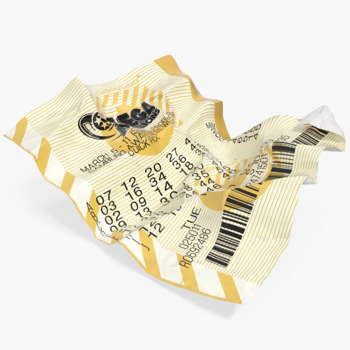 Crumpled Mega Millions Lottery Ticket 3D