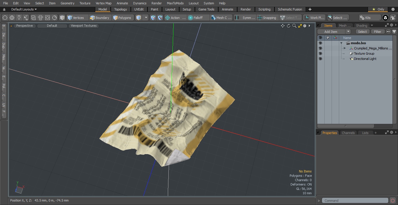 Crumpled Mega Millions Lottery Ticket 3D