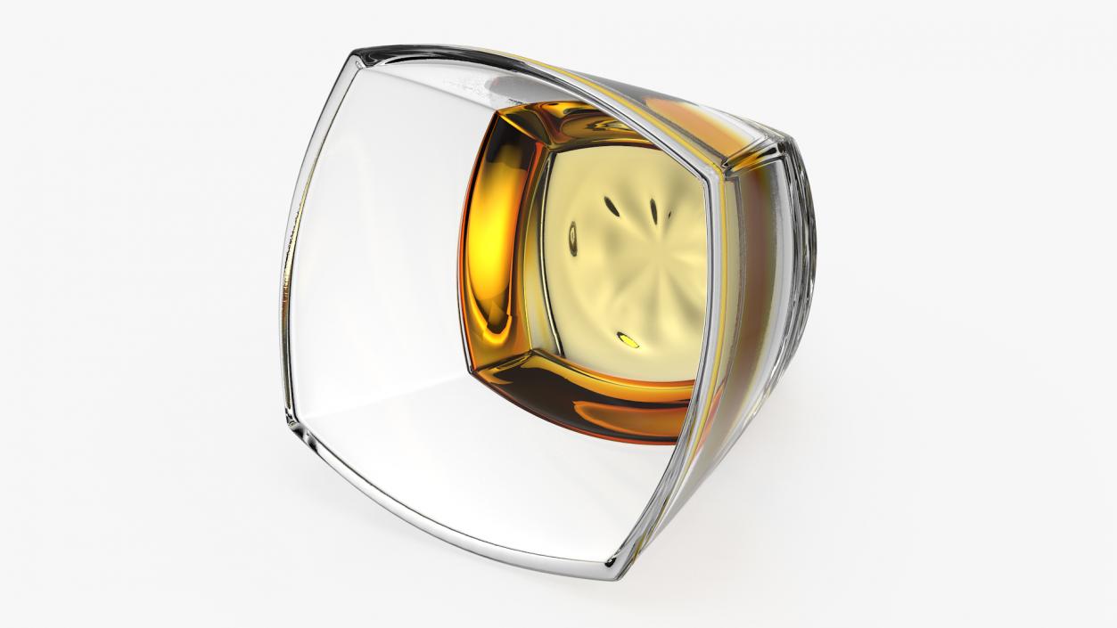 Square Twisted Rocks Glass With Whiskey 3D model