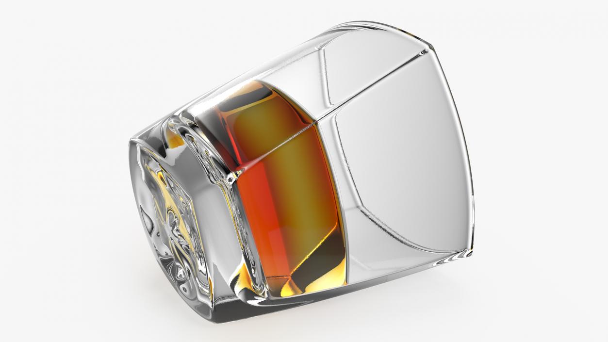 Square Twisted Rocks Glass With Whiskey 3D model