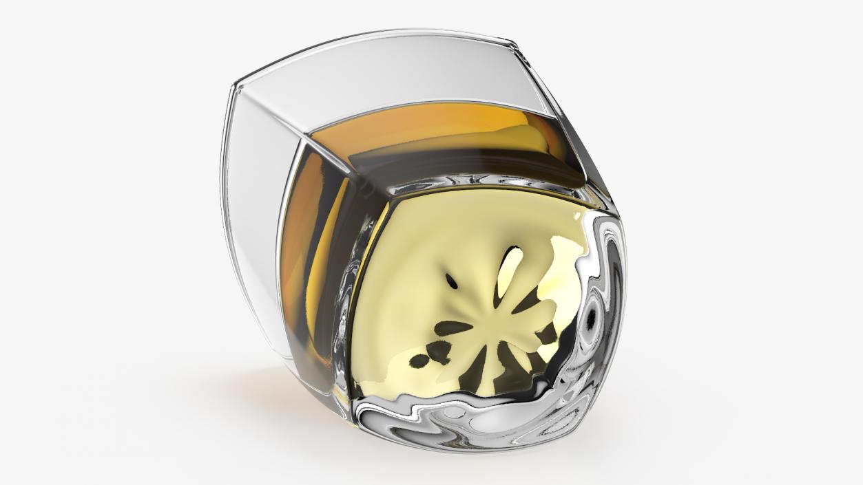 Square Twisted Rocks Glass With Whiskey 3D model