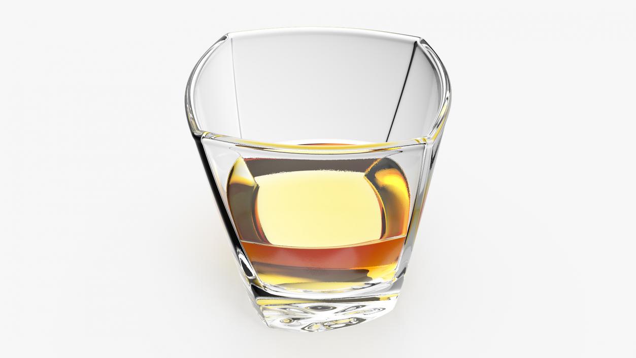 Square Twisted Rocks Glass With Whiskey 3D model