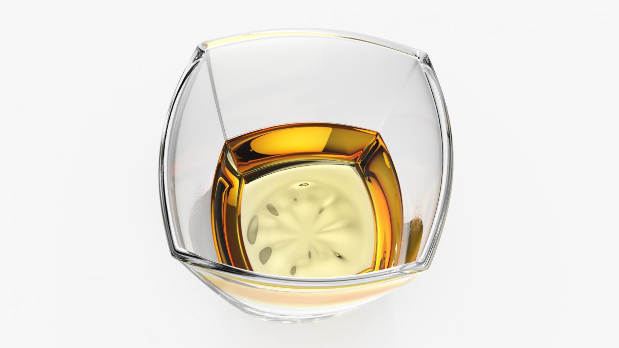 Square Twisted Rocks Glass With Whiskey 3D model