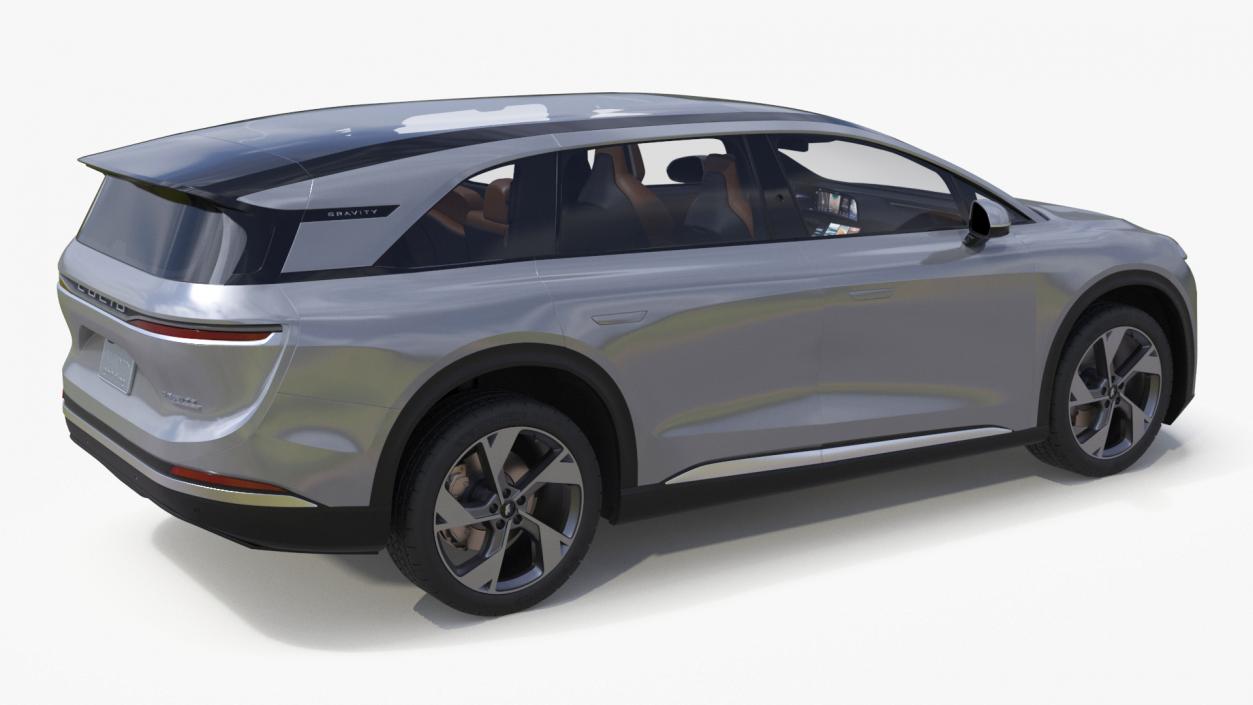 Lucid Gravity Electric Suv Gray with Lights Off 3D