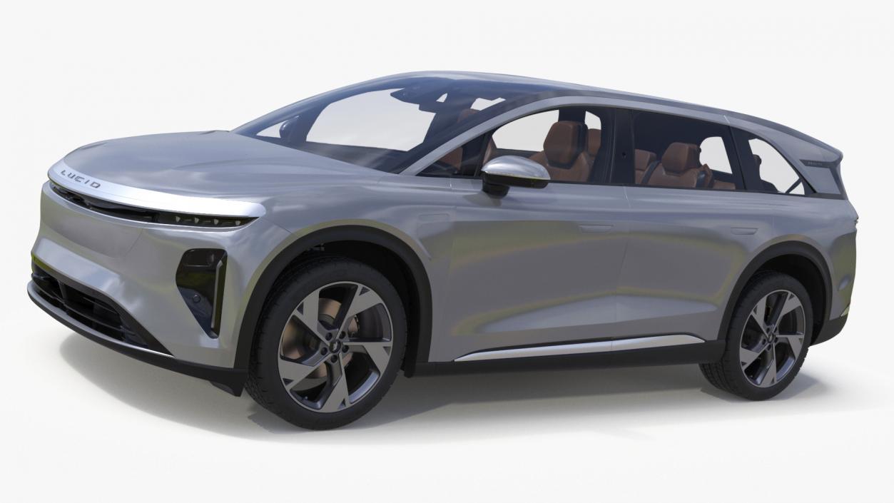 Lucid Gravity Electric Suv Gray with Lights Off 3D