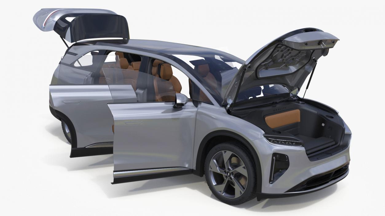 Lucid Gravity Electric Suv Gray with Lights Off 3D