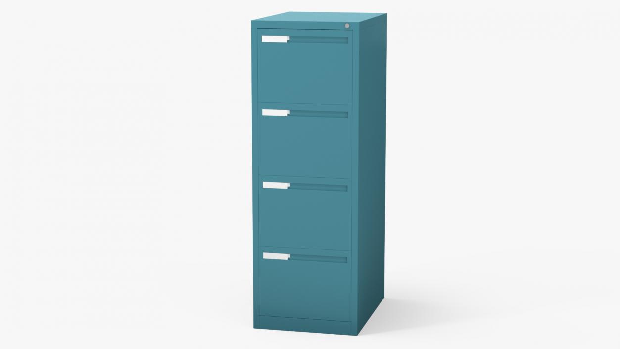 3D model Filing Cabinet 4 Drawer Blue 2