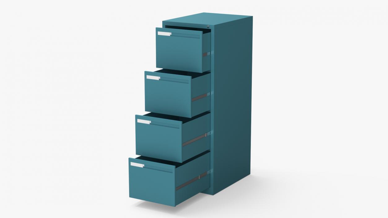 3D model Filing Cabinet 4 Drawer Blue 2