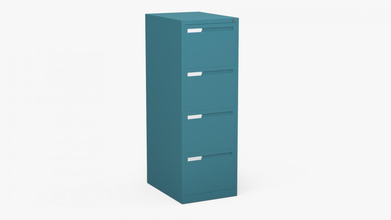 3D model Filing Cabinet 4 Drawer Blue 2