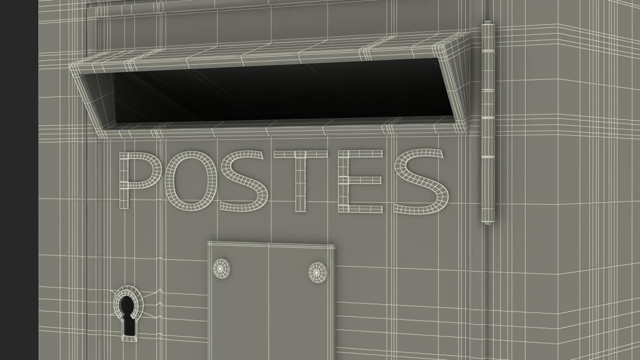 Wall Mounted French Yellow Mailbox 3D model