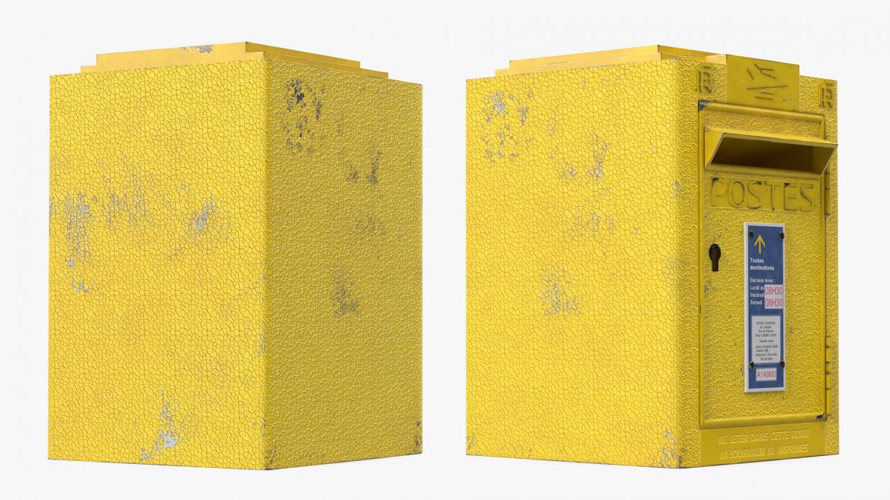 Wall Mounted French Yellow Mailbox 3D model