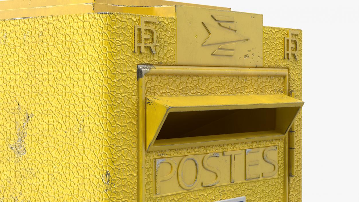 Wall Mounted French Yellow Mailbox 3D model