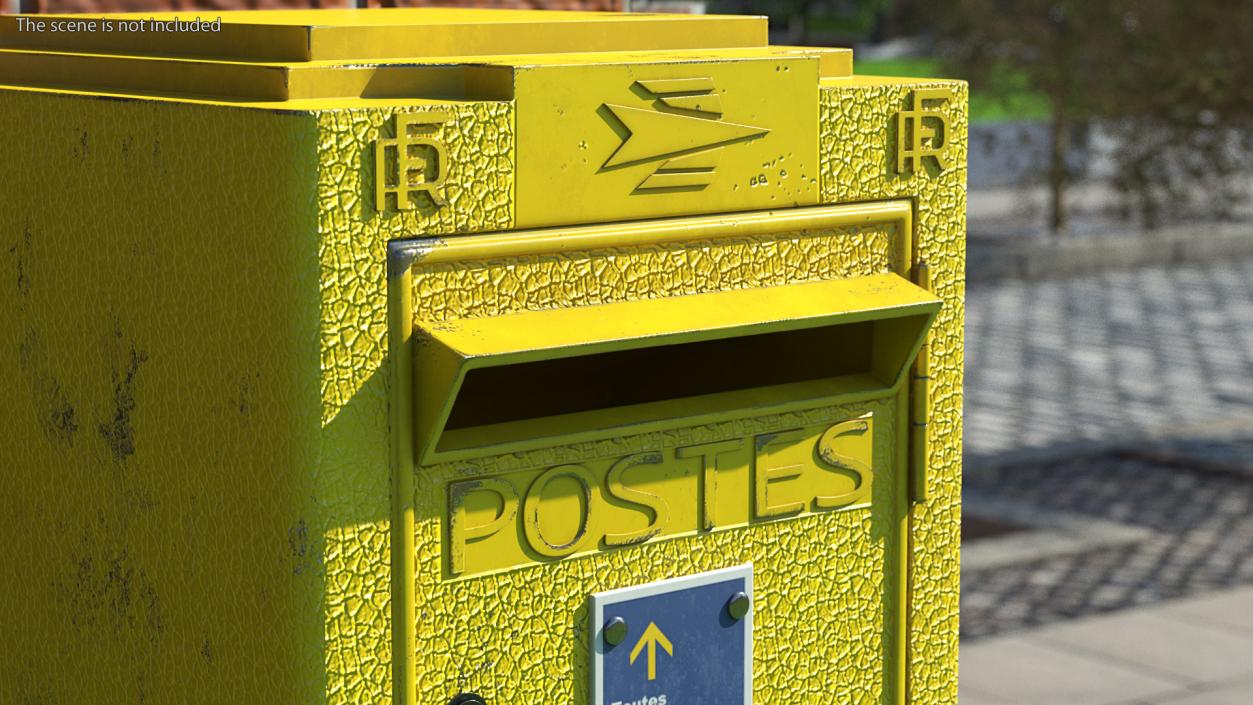 Wall Mounted French Yellow Mailbox 3D model