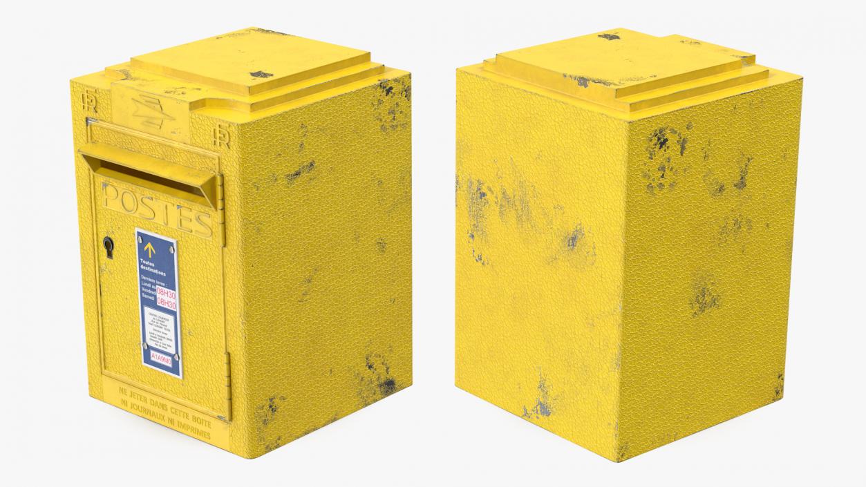 Wall Mounted French Yellow Mailbox 3D model