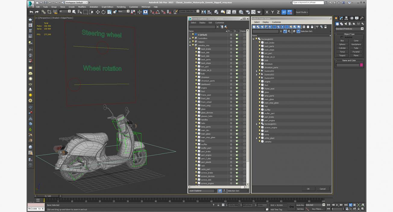 3D Classic Scooter Motorcycle Generic Rigged