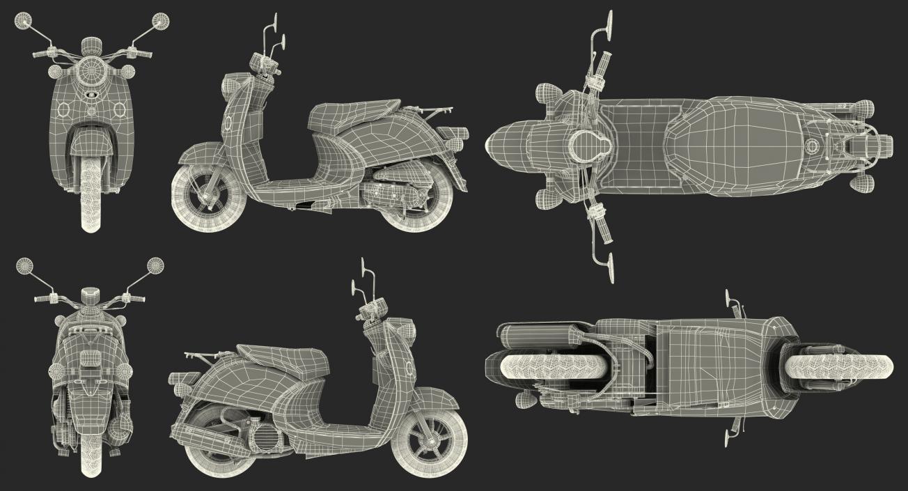 3D Classic Scooter Motorcycle Generic Rigged