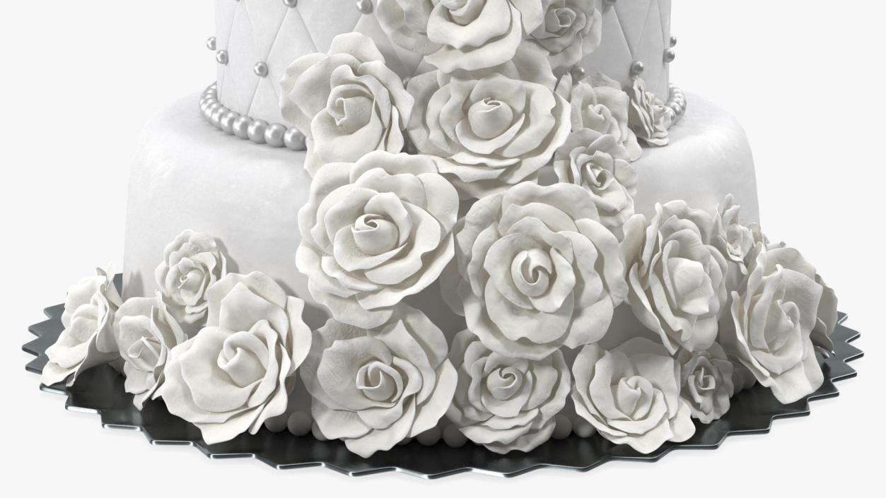 3D model Classic White Wedding Cake with Sugar Flowers