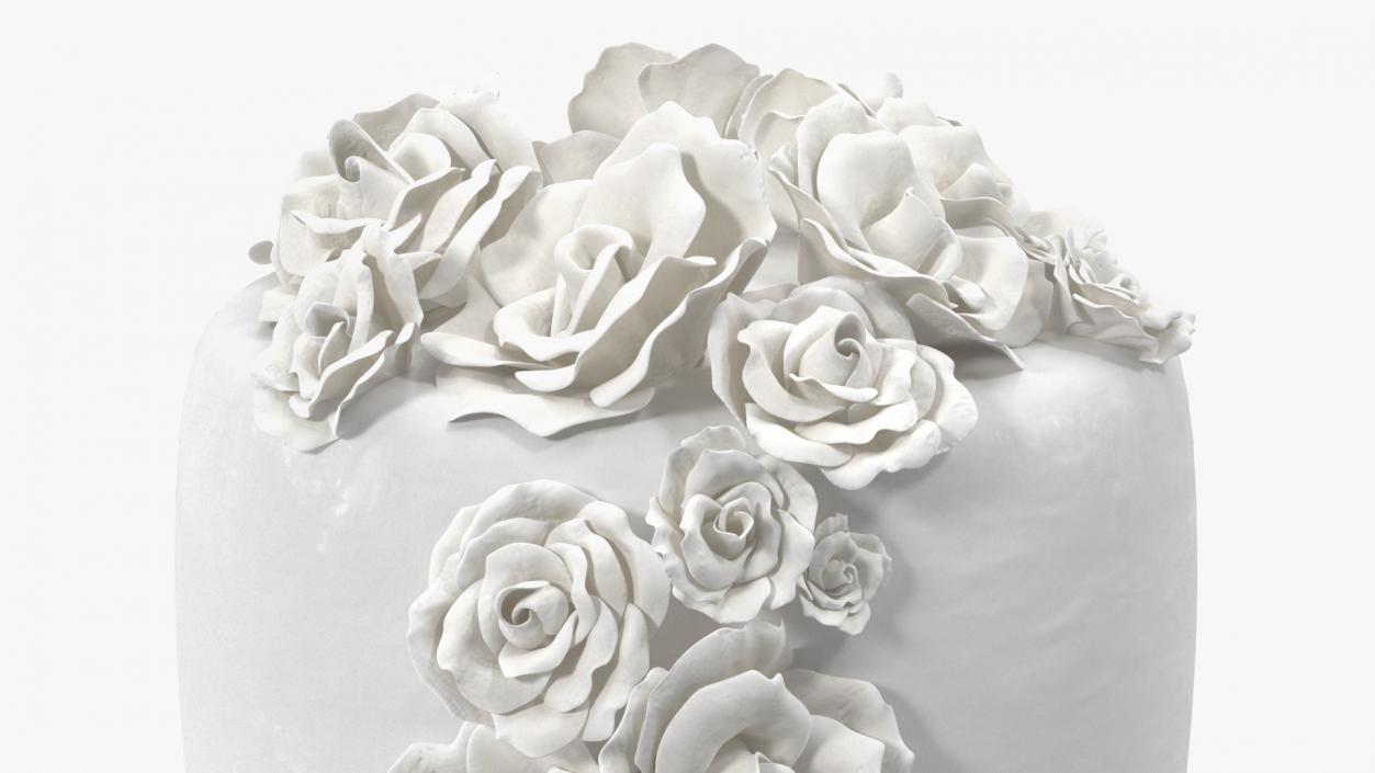 3D model Classic White Wedding Cake with Sugar Flowers