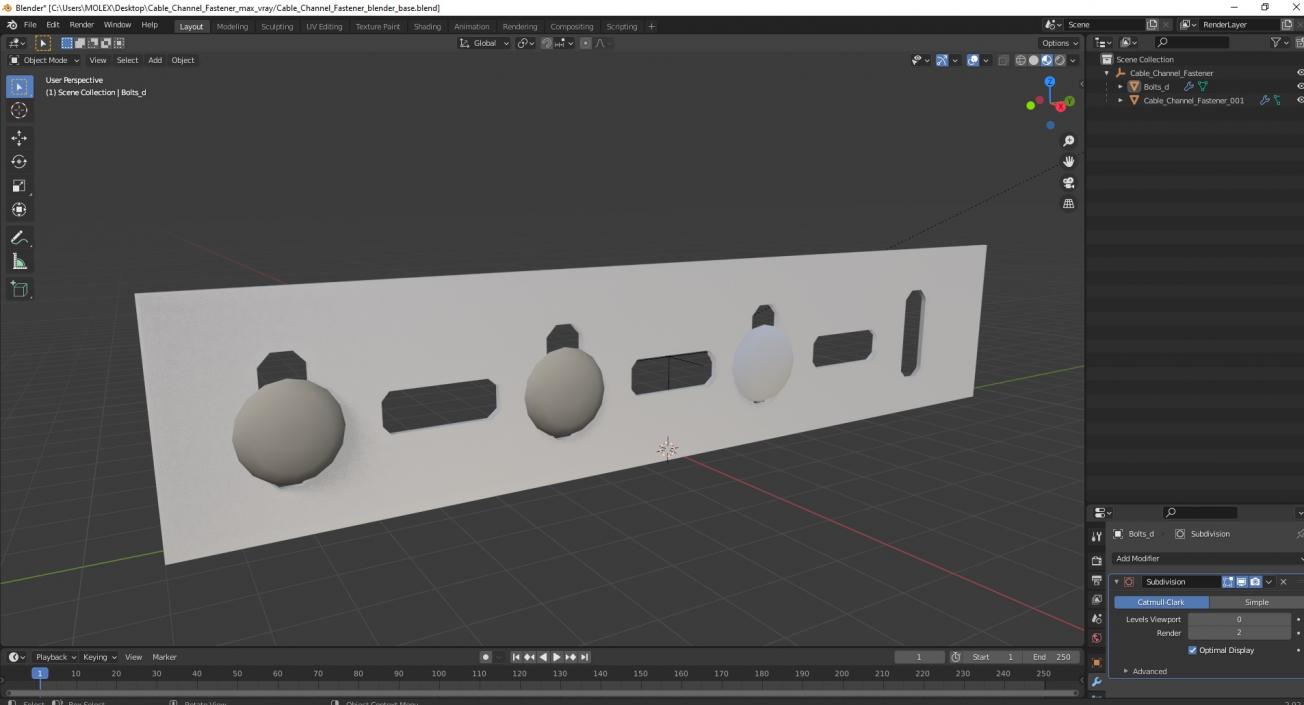 Cable Channel Fastener 3D