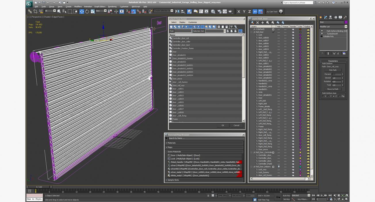 3D Commercial Industrial Garage Rolling Door Rigged model