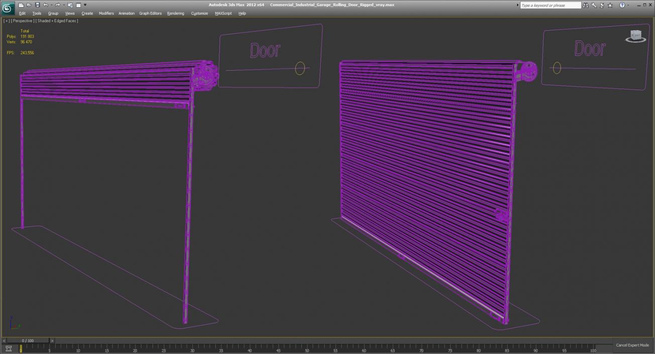 3D Commercial Industrial Garage Rolling Door Rigged model