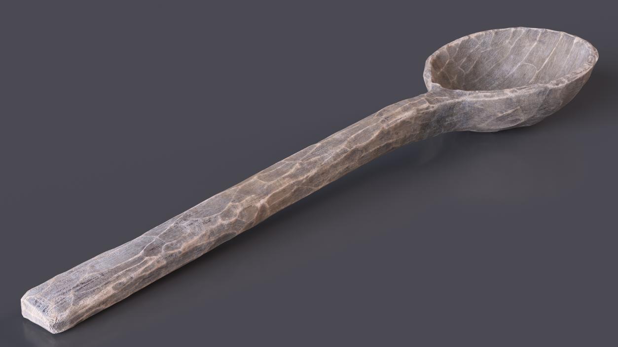 Hand Carved Wooden Spoon Grey 3D model