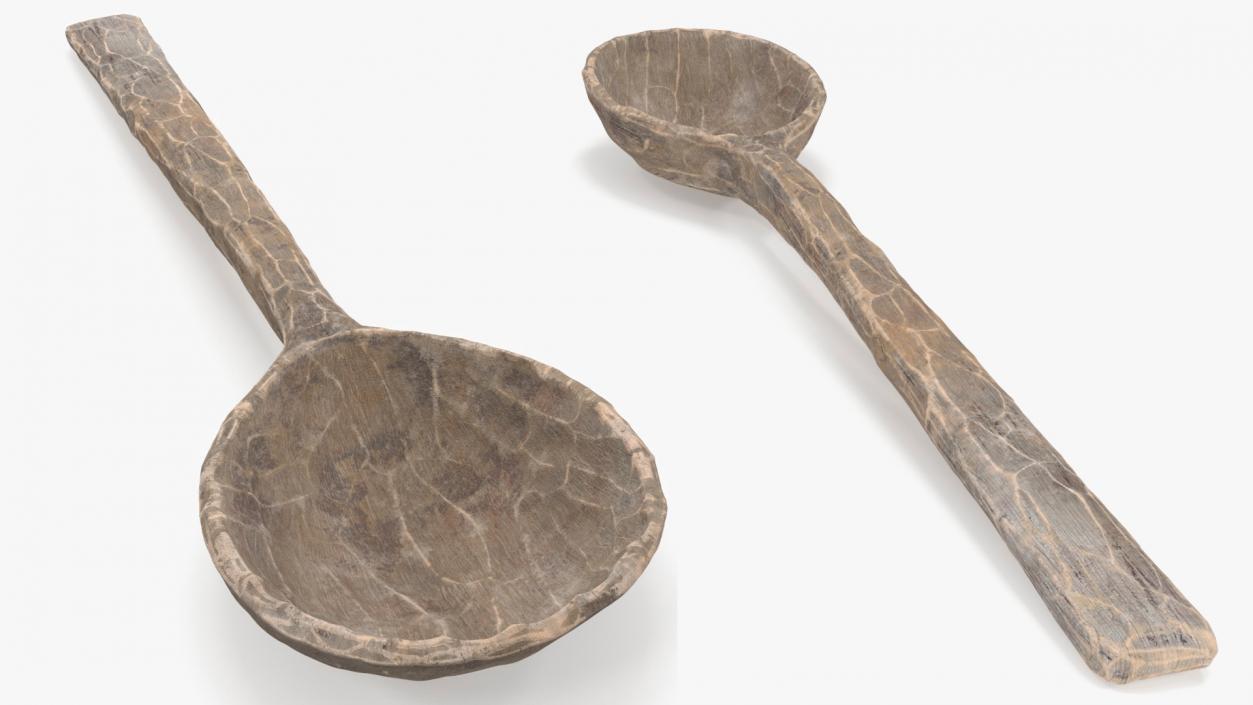 Hand Carved Wooden Spoon Grey 3D model