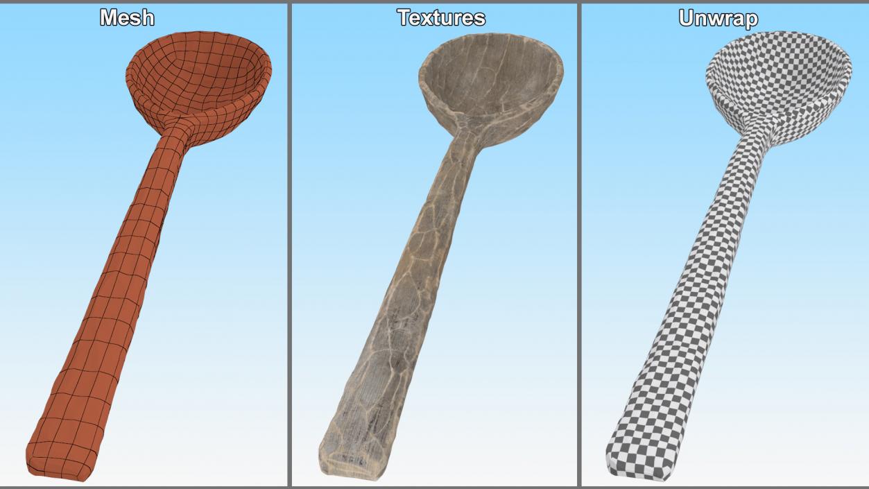 Hand Carved Wooden Spoon Grey 3D model