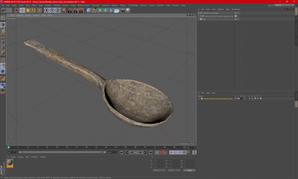 Hand Carved Wooden Spoon Grey 3D model