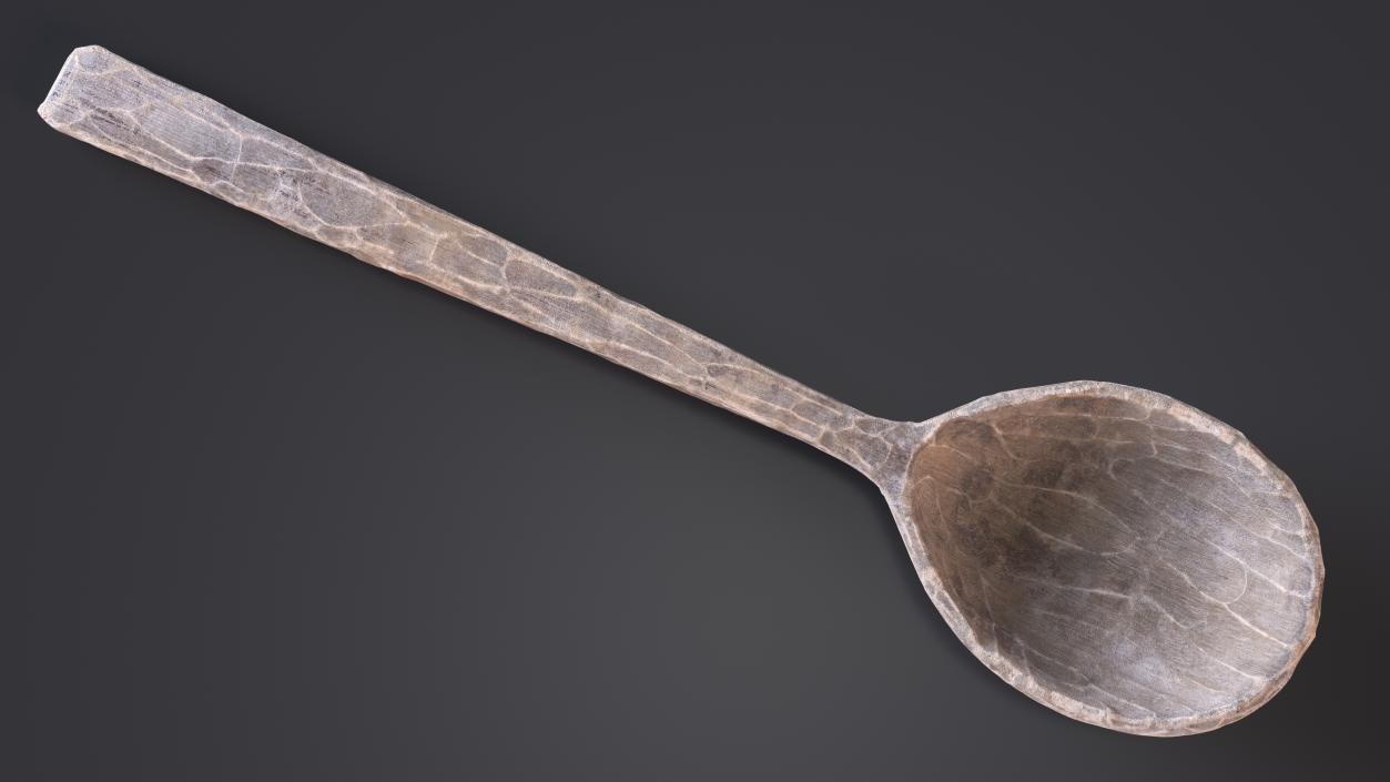 Hand Carved Wooden Spoon Grey 3D model