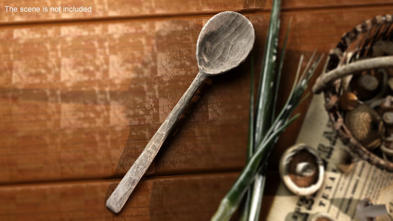 Hand Carved Wooden Spoon Grey 3D model