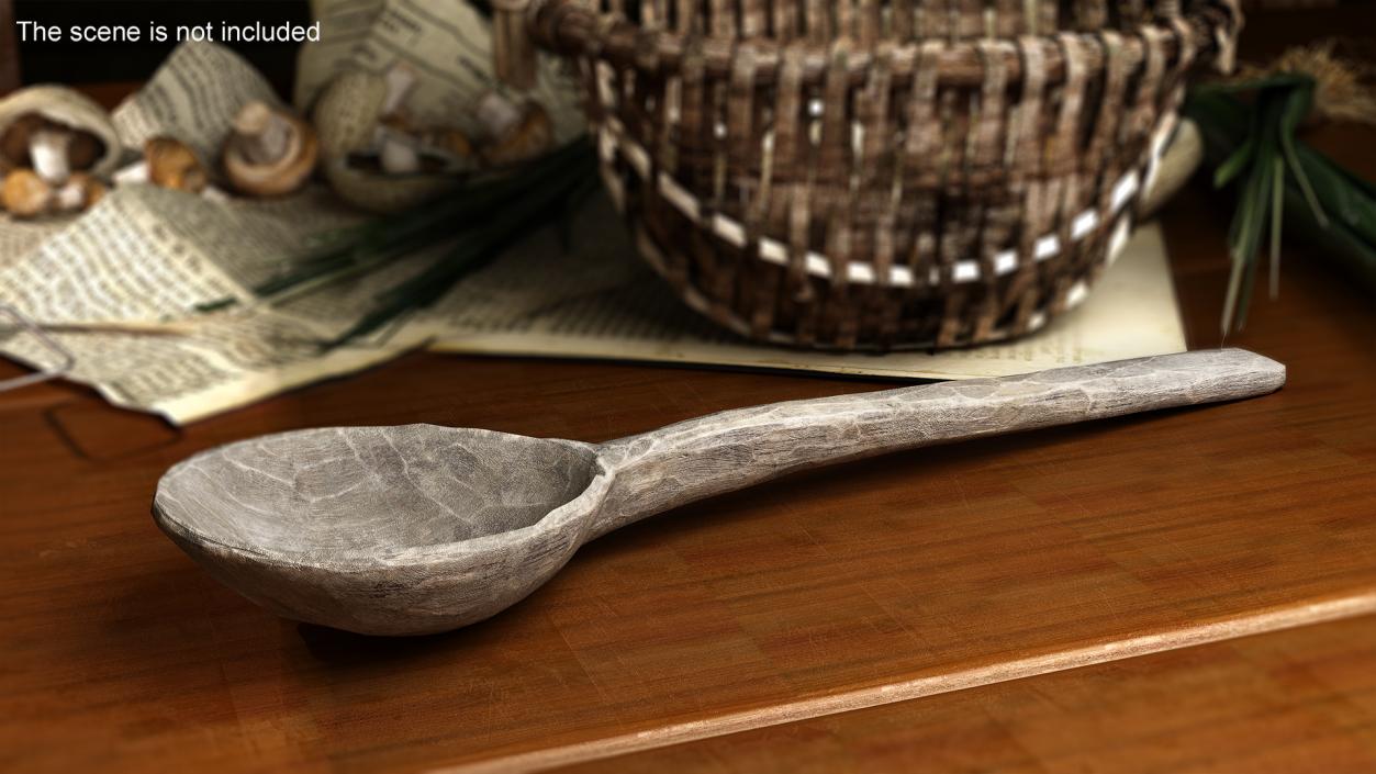 Hand Carved Wooden Spoon Grey 3D model