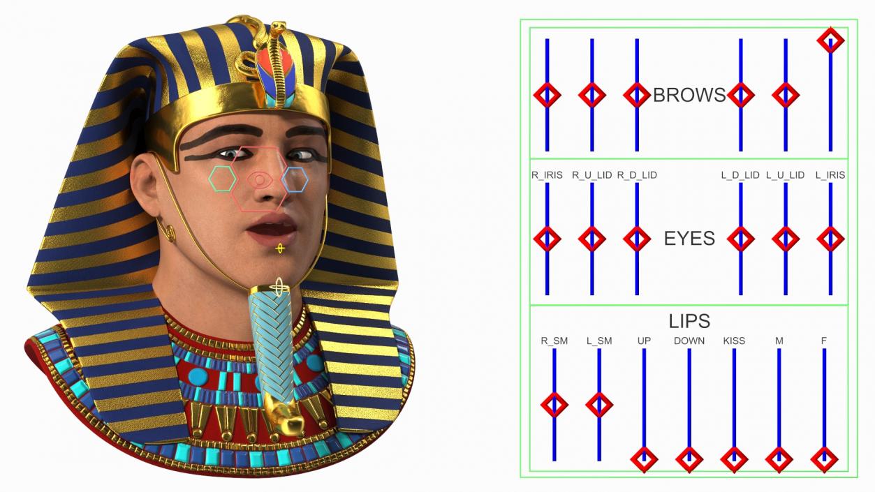 3D model Head of Egyptian Pharaoh Rigged for Maya