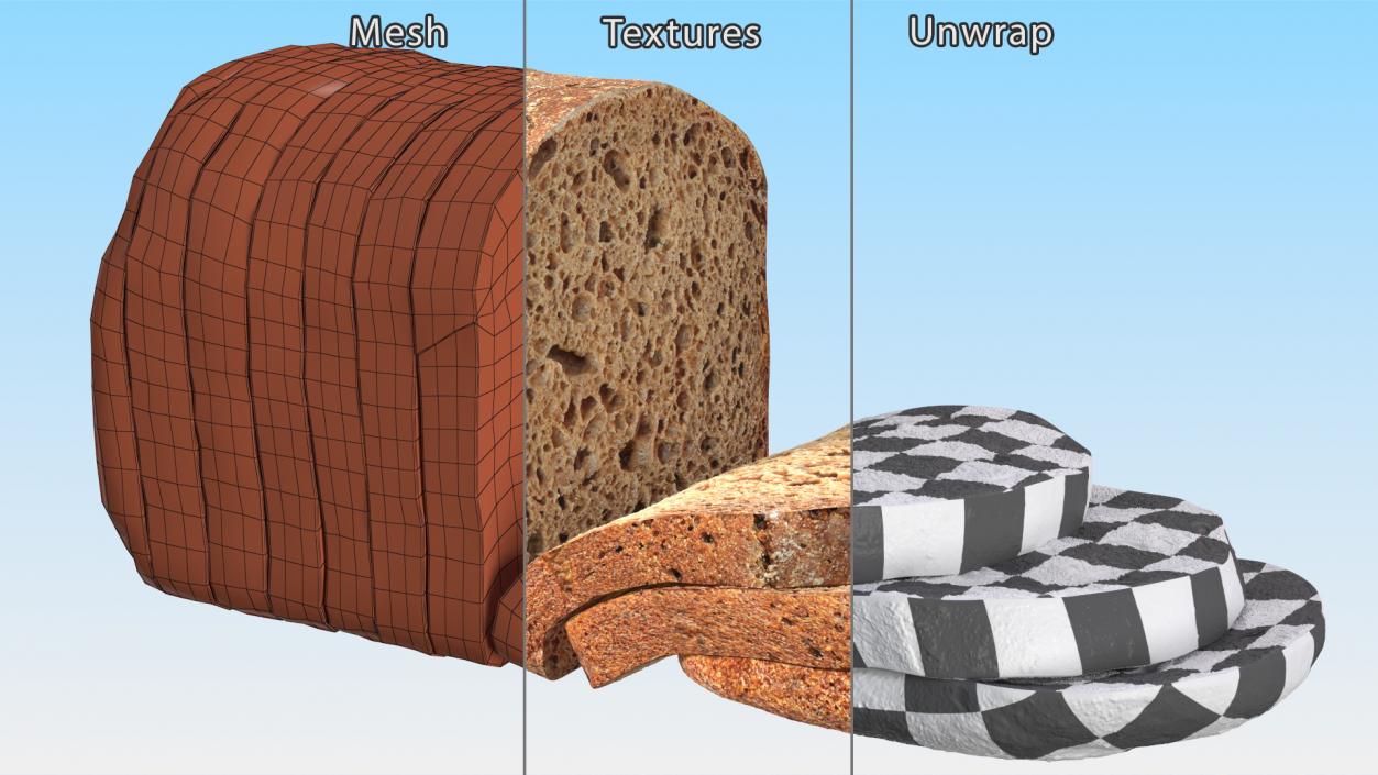 3D Wooden Bread Box with Bread Collection model