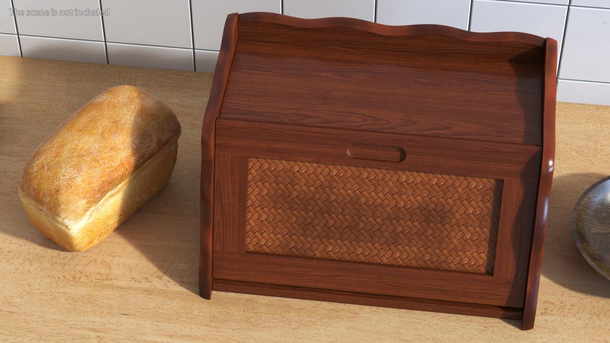 3D Wooden Bread Box with Bread Collection model